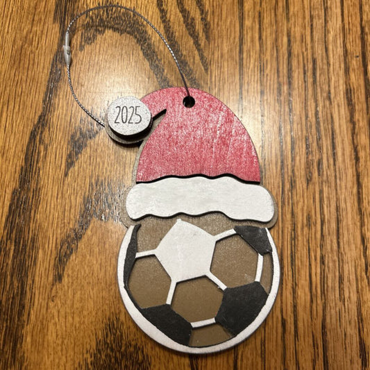 Soccer Santa Hat Ornament