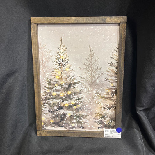 Framed Christmas Tree w/ falling snow