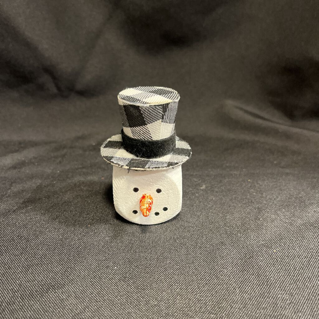 Small Wood Block Snowman
