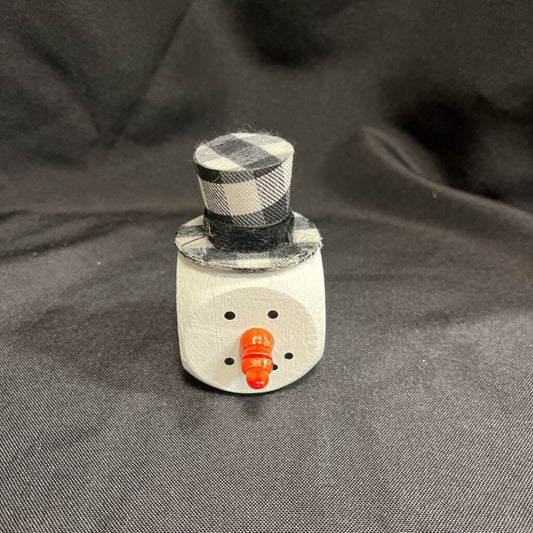 Large Wood Block Snowman