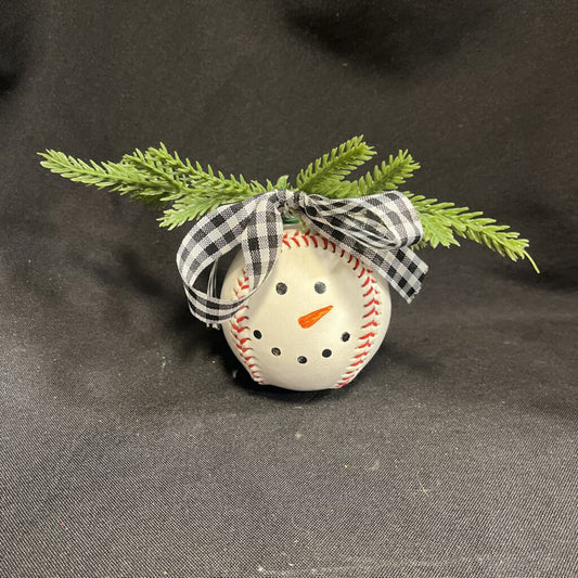 Snowman Baseball Ornament
