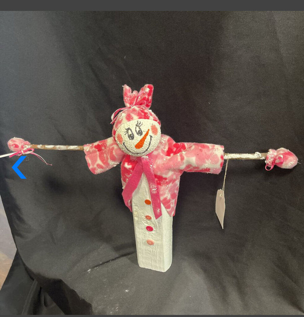 Pink Bobblehead Snowman-Stick Amrs