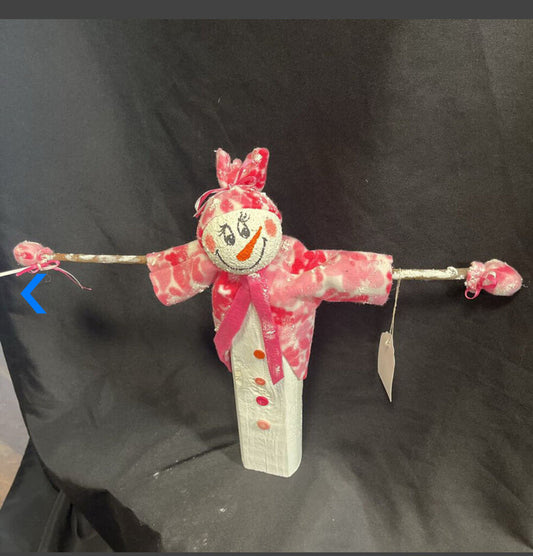 Pink Bobblehead Snowman-Stick Amrs