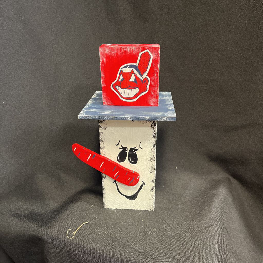 Cleveland Indians Timber Snowman