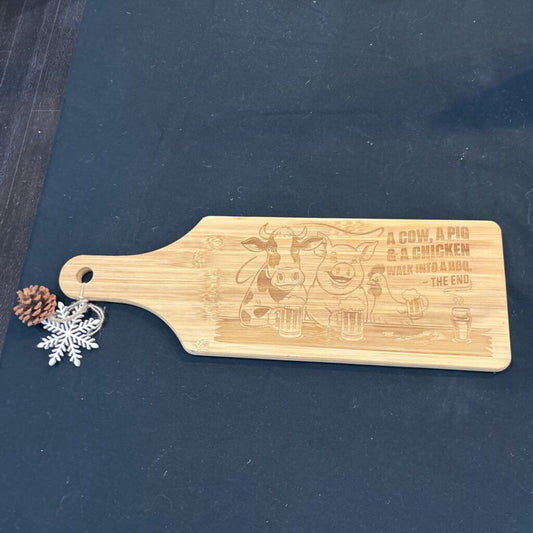 Wood Charcuterie Board Cow-Chicken-Pig