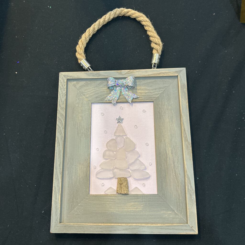 Gray Rope Frm Pnk Matte Wht Tree Slv Bow Beach Glass