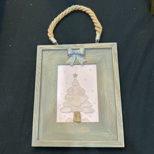 Gray Rope Frm Pnk Matte Wht Tree Slv Bow Beach Glass