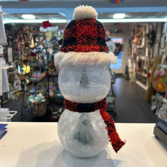 Buffalo Check Snowman Snowglobe