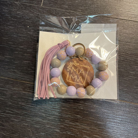 Wristlet Purple - wood charm