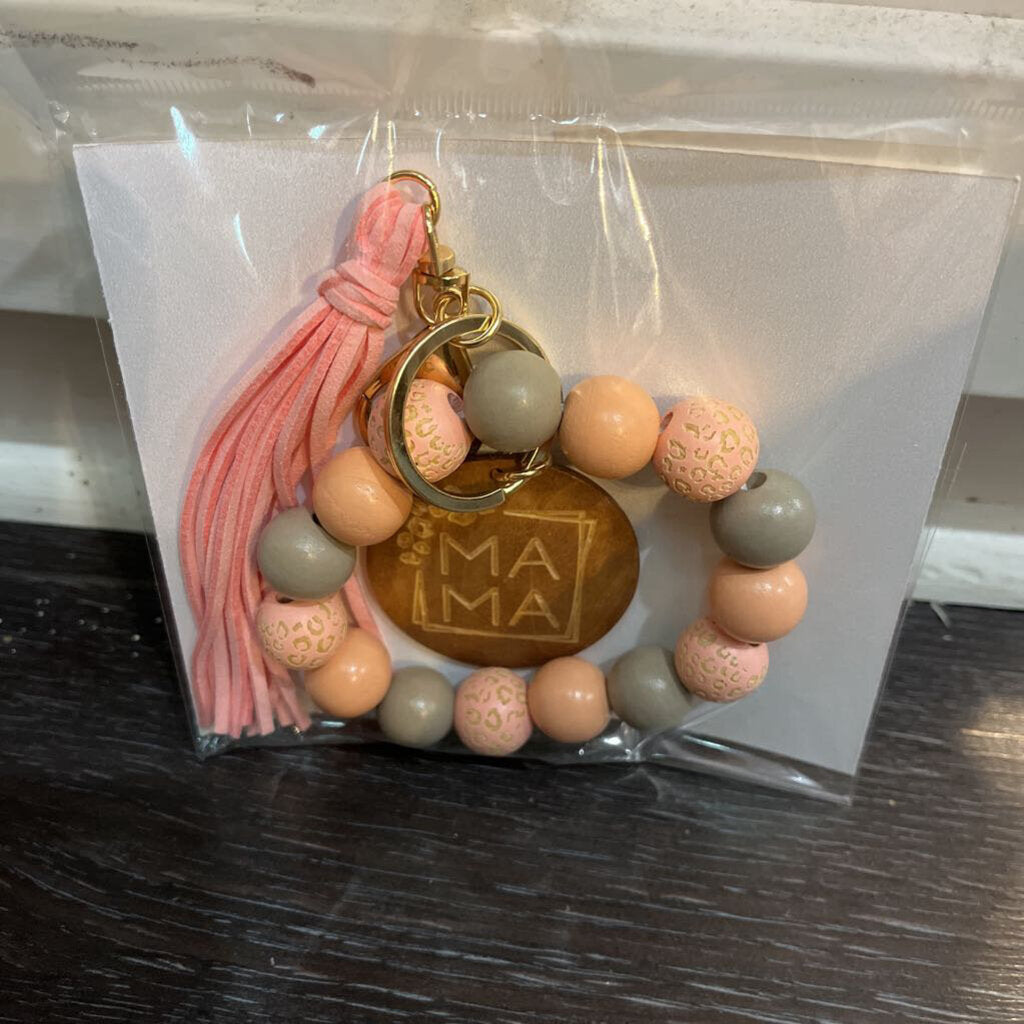 Wristlet Pink - wood charm