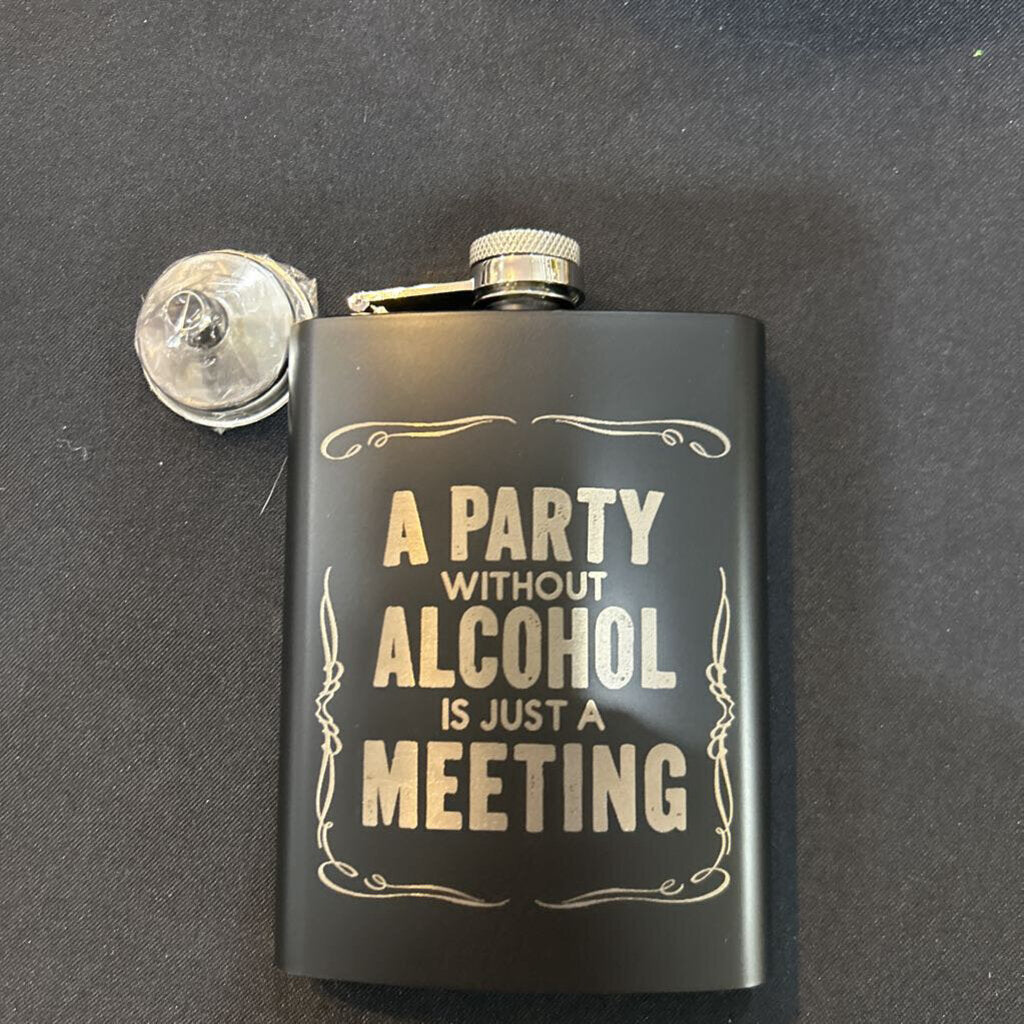 Flask Party w/o Alcohol Blk 8oz