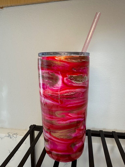 20oz Pinks & Gold Tumbler with Lid
