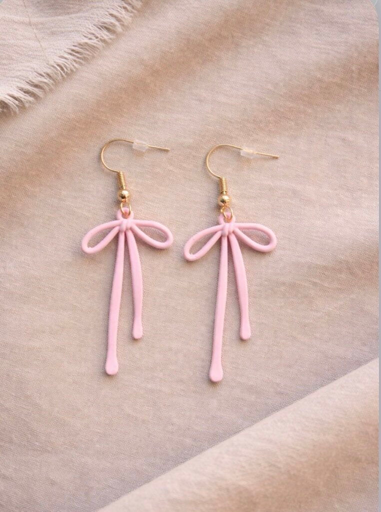 Pink Bow Earrings