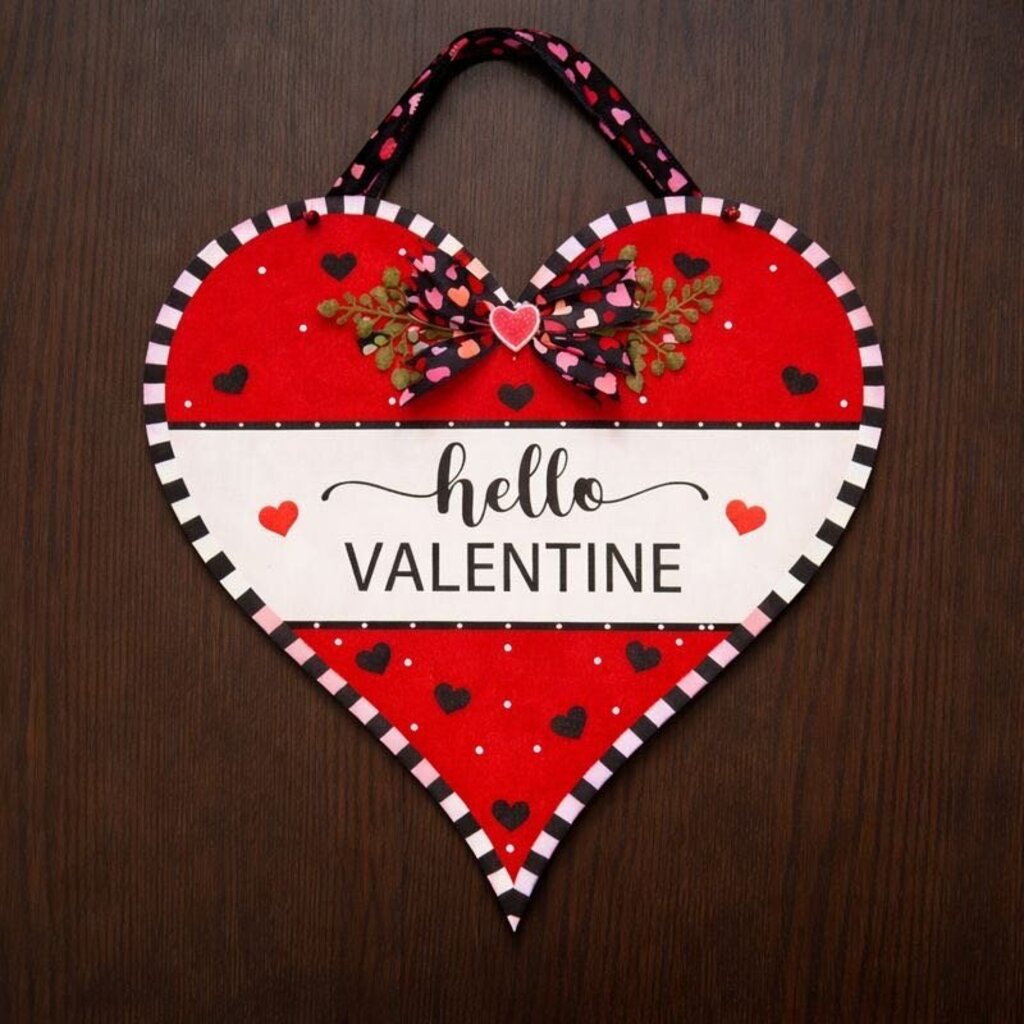 Hello Valentine Heart Red Hanger