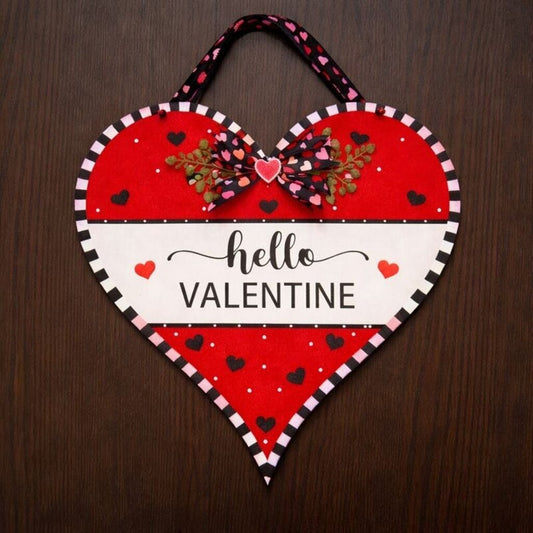 Hello Valentine Heart Red Hanger