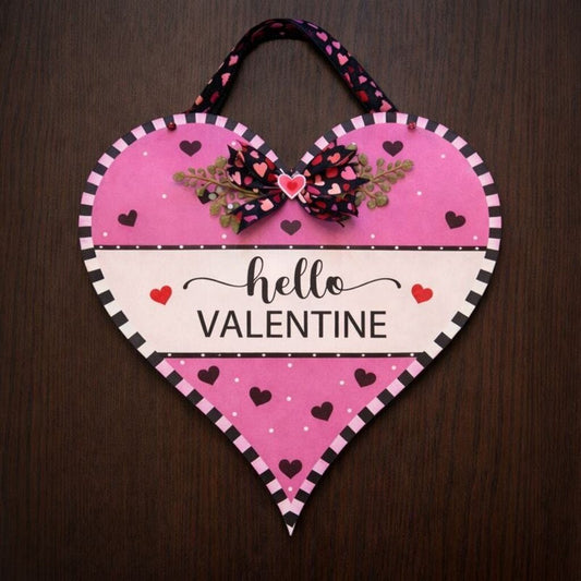 Hello Valentine Heart Pink Hanger
