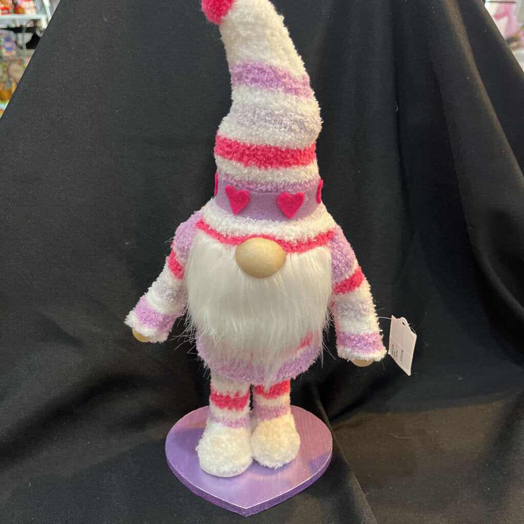 Valentine Gnome Pink Purple w/base
