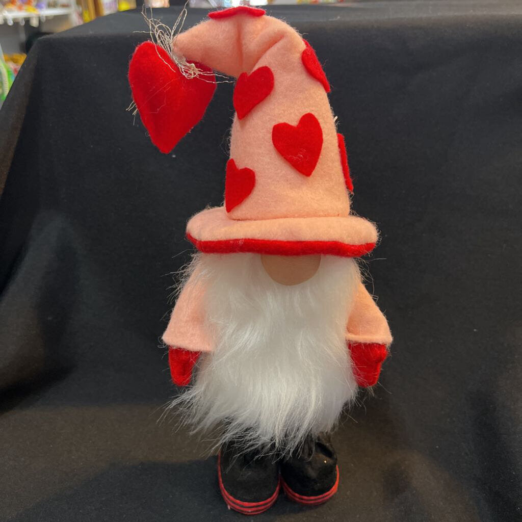 Valentine Pink Gnome with Hearts