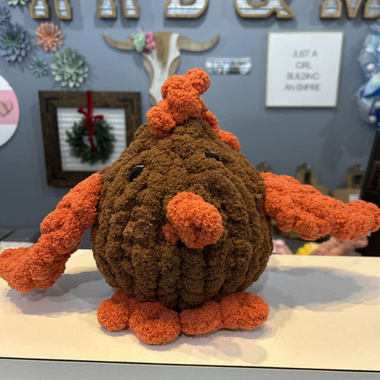 Crocheted Chick Brown with Orange Wings