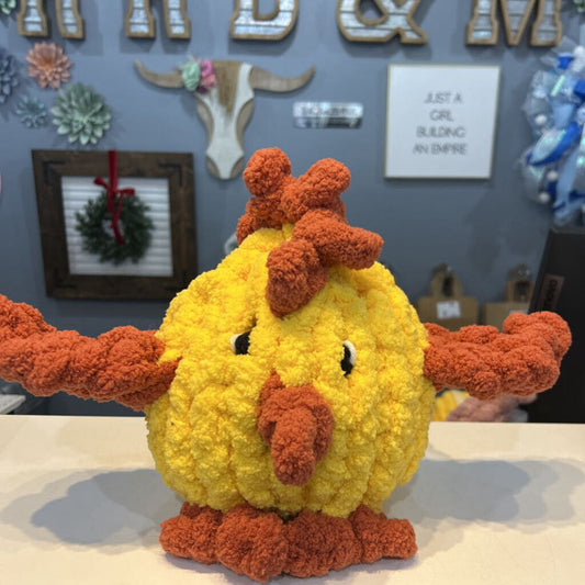 Crocheted Chick Yellow with Orange Wings