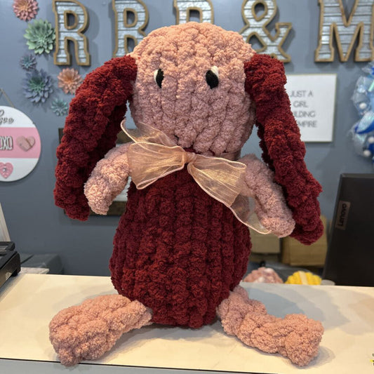 Floppy Ear Cuddle Bunny Mauve & Burgundy