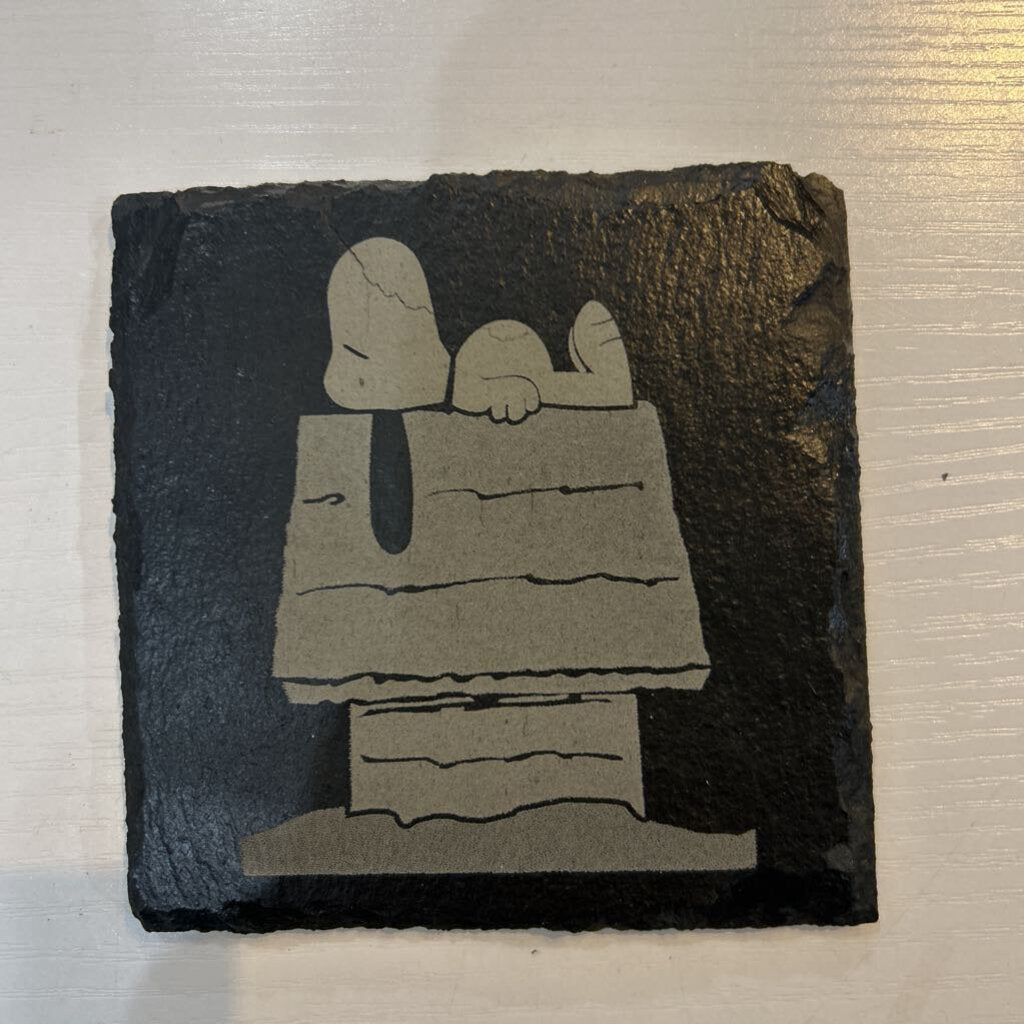 Snoopy on Doghouse Slate Coasters Single