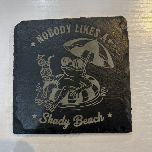 Frog Shady Beach Slate Coasters Single