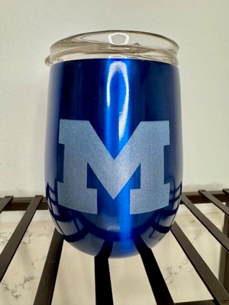 MI “M” Stemless Wine Tumbler w/Lid