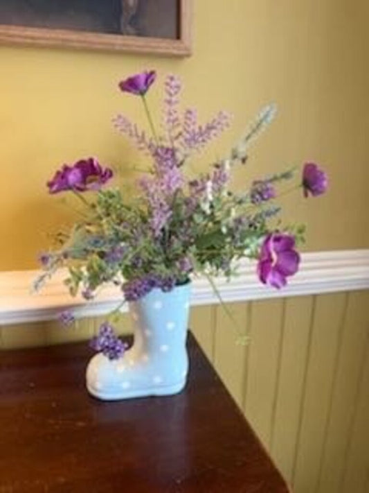 Floral Tapletop Blue Boot