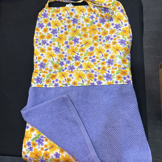 Purple & Yellow Floral Apron with Towel