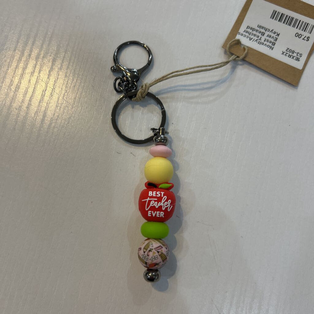 Best Teacher Ever Beaded Keychain