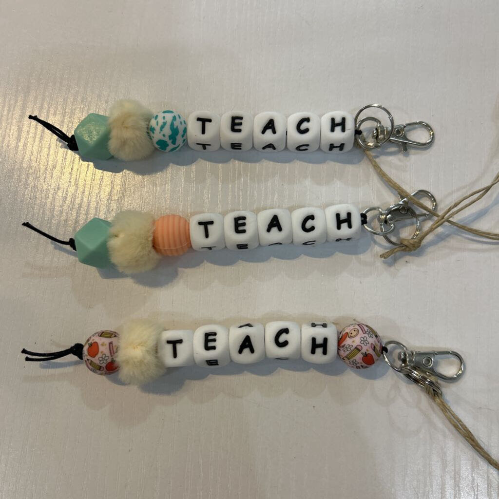 Teach Beaded Keychain