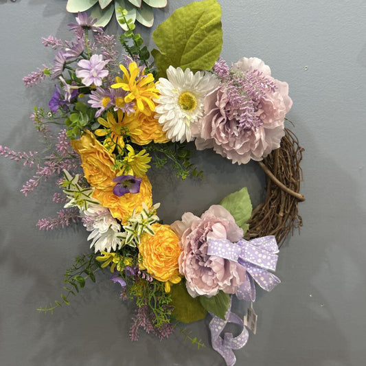 Yellow Purple Grapevine Wreath