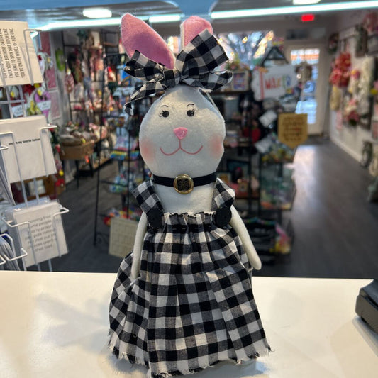Cloth Bunny in Black & White Dress