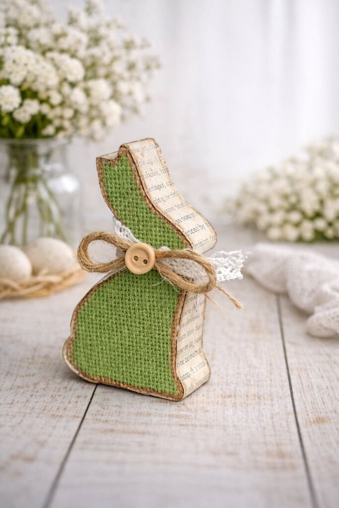 Meadow Burlap Bookpage Bunny 4in