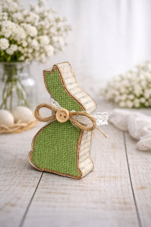 Meadow Burlap Bookpage Bunny 4in