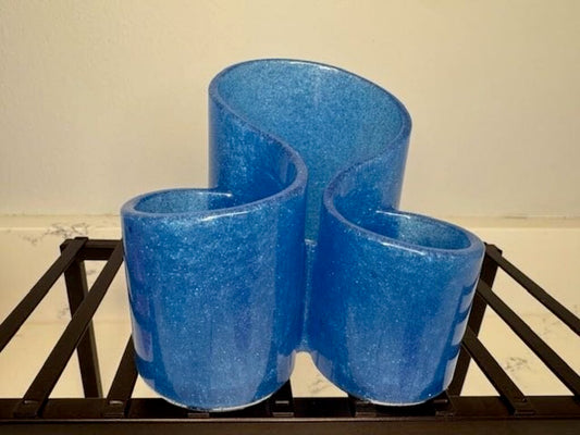 Resin Desk Caddy Blue Glitter