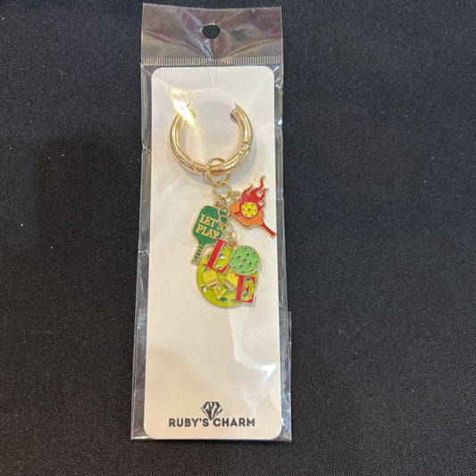 Charm Keychain Pickleball Let's Play Love