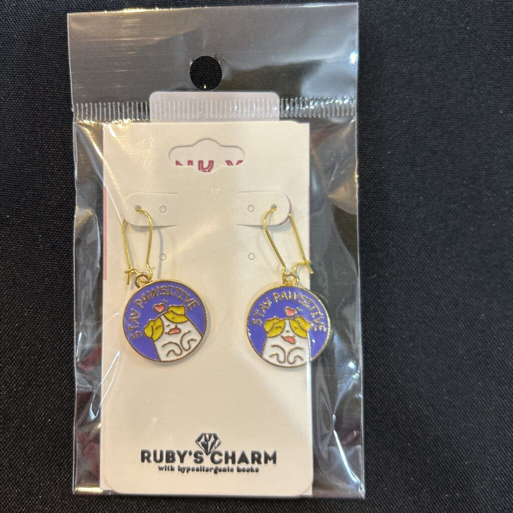 Dangle Earrings Stay Pawsitive