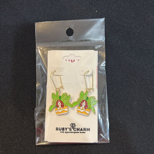 Dangle Earrings Cocker Spaniel in Potted Plant