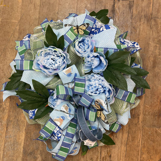 Blue Butterfly Wreath
