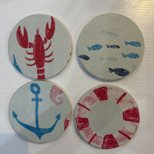 Nautical Red Coaster Set (4)
