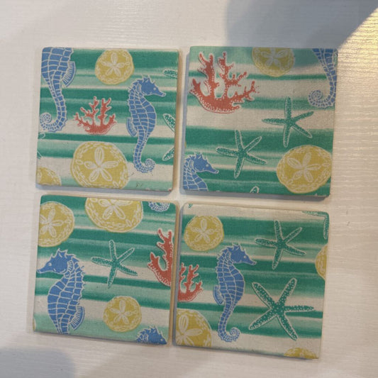 Sea Square Coaster Set of 4