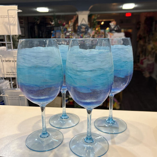 Blue Plastic Wine Glass Set of 4