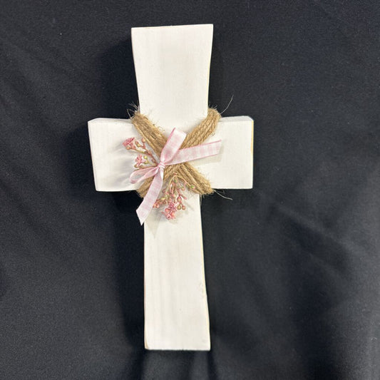 Chunky Easter Cross Pink Bow