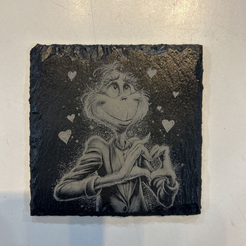 Grinch Heart Slate Single Coaster