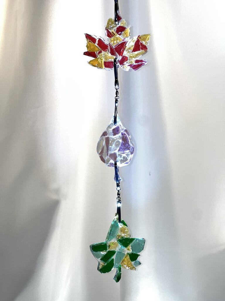 Suncatcher 3pc Cascading Leaves gemstone colors