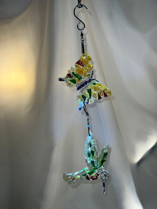 Suncatcher Butterfly & Hummingbird Cascade (natural)