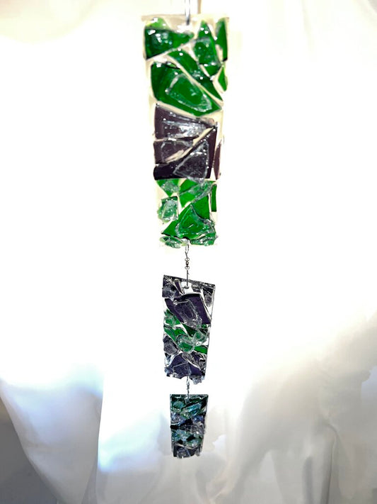 Glassy Purple/Green Cascading Triple Spinner 17in