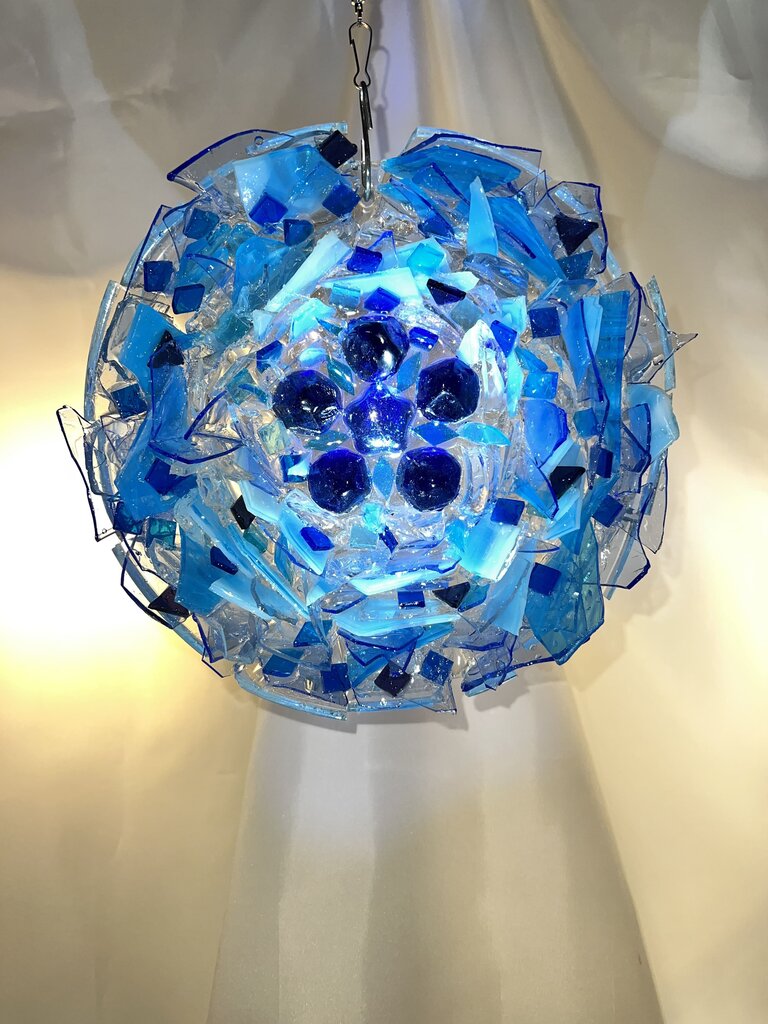 3D Sharded Glass Blue Dreams 9in